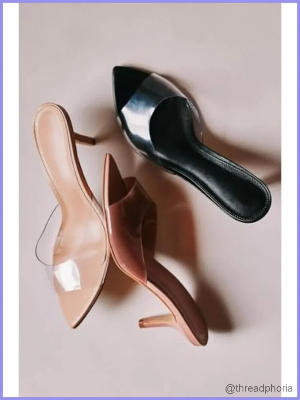 Clear Kitten Heels for Women Pointed Toe Mule Sandals 2 Inch Low Heel Slip On